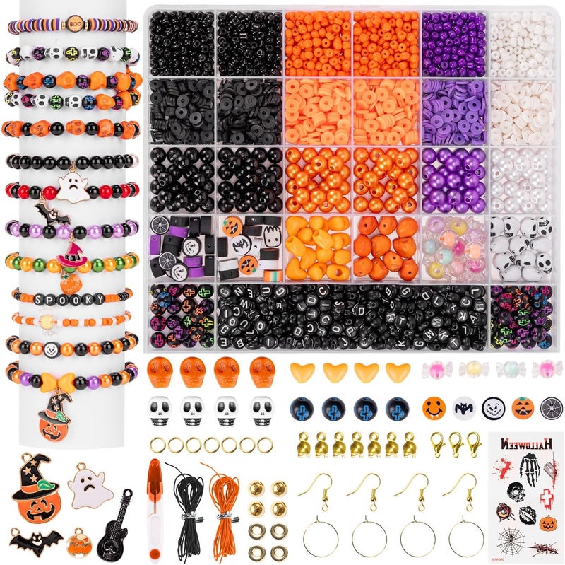 Goldwise Halloween-Inspired Jewelry Making Kit for Adults, 2 Boxes with Black, Orange & Purple Beads, Alphabet Beads (A–Z) & Halloween Charms for DIY Jewelry Design - Image 1